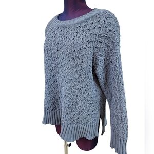 Seven7 Textured Chenille Periwinkle Chunky Knit Sweater Size Large Women's H63